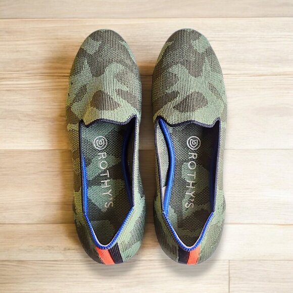 Rothys NWOT rare limited edition olive camo ballerina flats women's 7.5 US - Picture 9 of 14